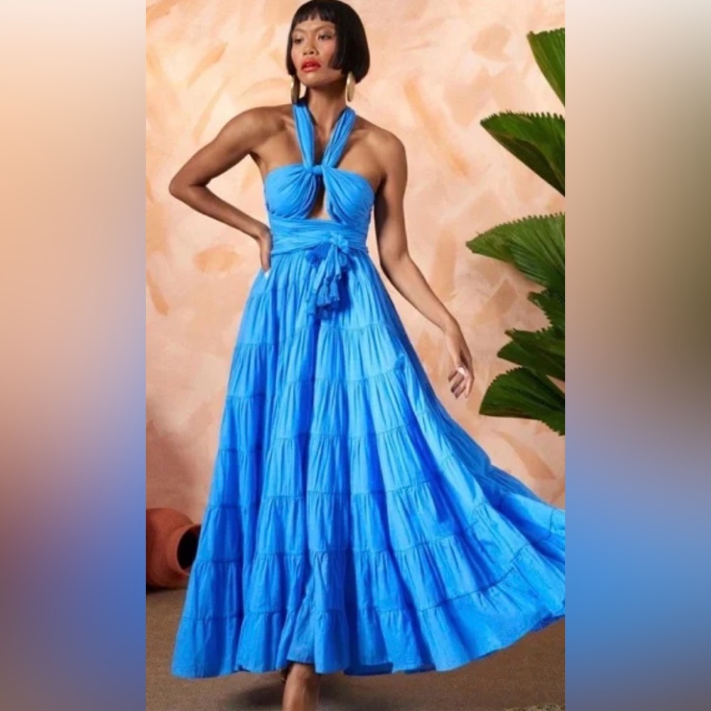Erika Pena Selena Maxi Dress Vibrant Blue Halter Maxi Dress